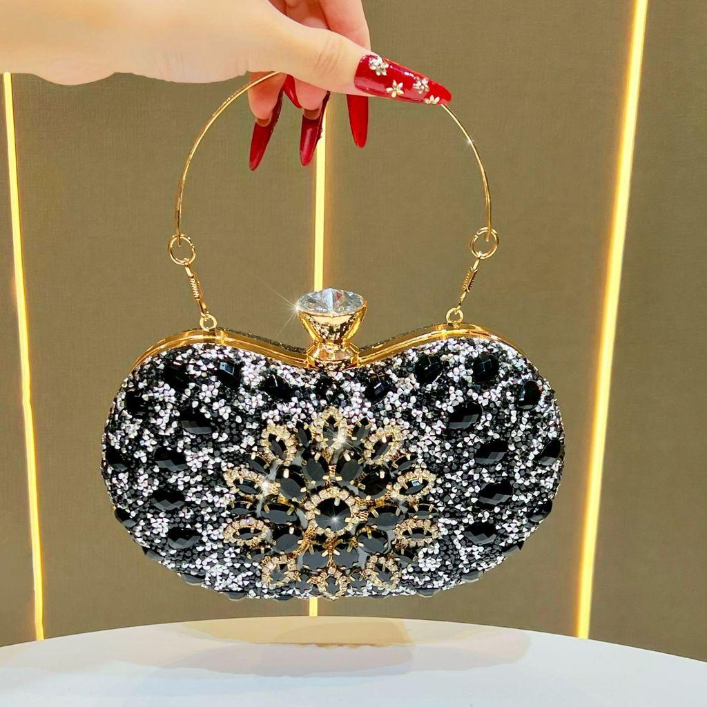 Pochette da sera con decorazioni di diamanti per feste formali ed eventi da donna