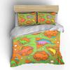 Cartoon Dinosaur Geometric Puzzle Pattern Duvet Cover Set Digital Print Colorful Polyester Bedding with Zipper Closur
