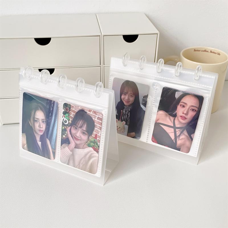 Minimalist Style Transparent Desktop Album Storage Book 3Inch 2 Grid K-Pop Idol Photo Card Display Stand