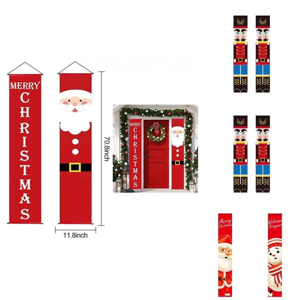 Merry Christmas Knight Santa Snowman Hanging Banner Xmas Party Decor