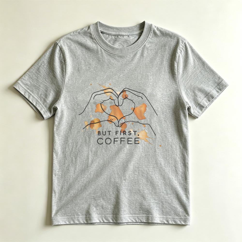 But First Coffee Funny Unisexs Tshirt Caffeine Addict Gift Tshirt Cute Coffee Stain Graphic Tee Summer Daily Life Cotton Shirt S