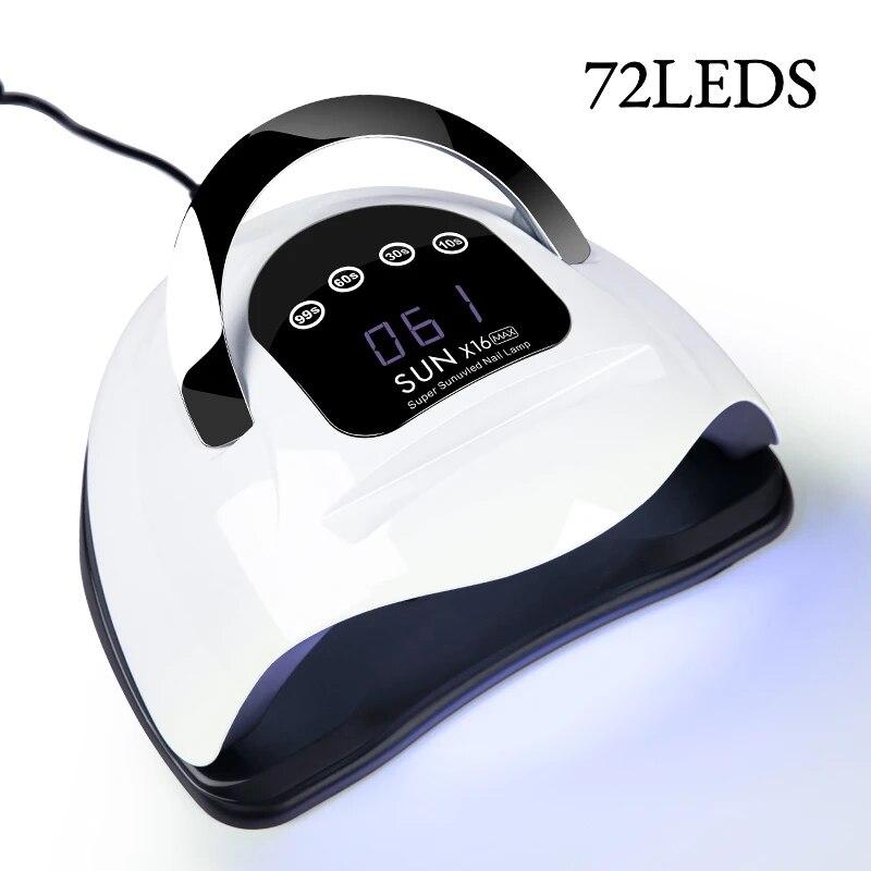 UV LED Nail Lamp for Manicure 72LEDs Gel Polish Drying Machine with Large LCD Touch Professional Smart Nail Dryer Tool