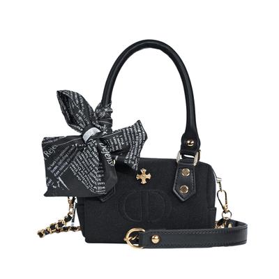 [Customized Cosmetic Bag] Black Ink Language Niche Exquisite Trendy High-end American Style Minimalist Light Luxury Canvas Portable 14*10*8cm