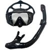 Anti-Fog Diving Mask & Snorkel Set with Three-Sided Mirror Goggles - Full Dry Silicone for Adults