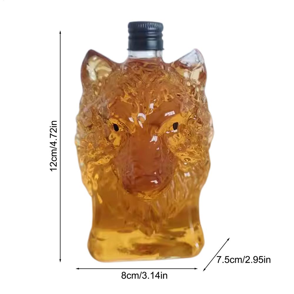 Whiskey Bottle Wolf Crested Wine Cup Engraved Vintage Wolf Themed Whiskey Glass Bottle for Bar Home Party Kitchen Workplace