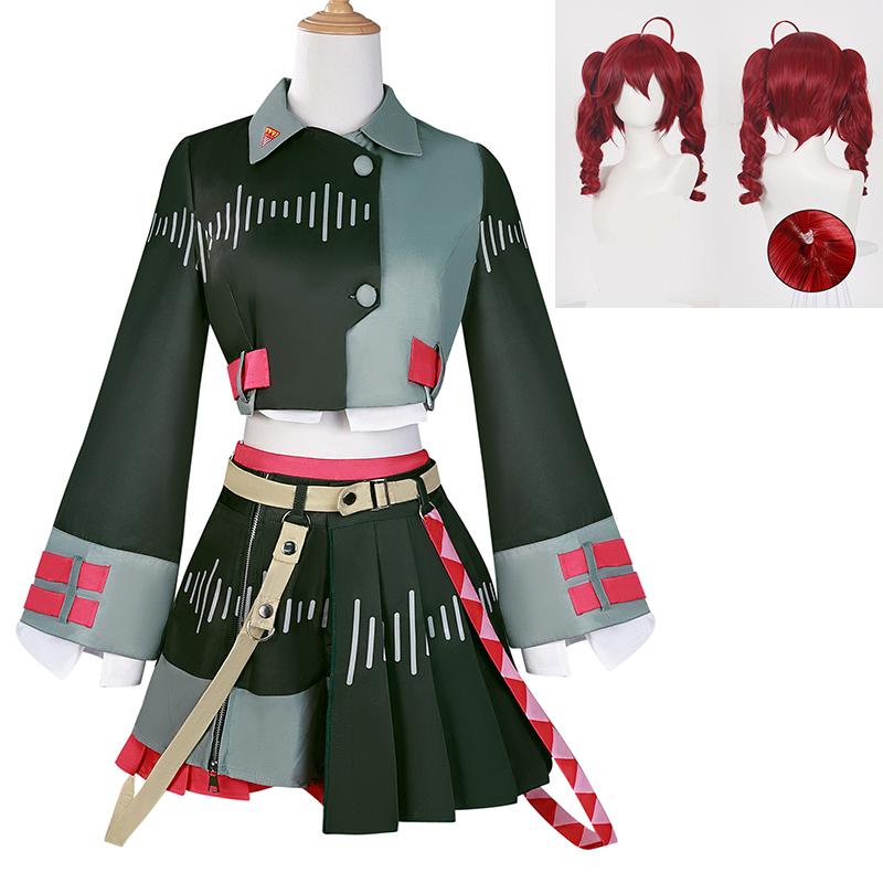 Kasane Teto Cosplay Voicepeakk Uniform Wig Anime Diva Singer Women Cute Red Ponytail Girls Teto Costume Halloween Stage Outfit