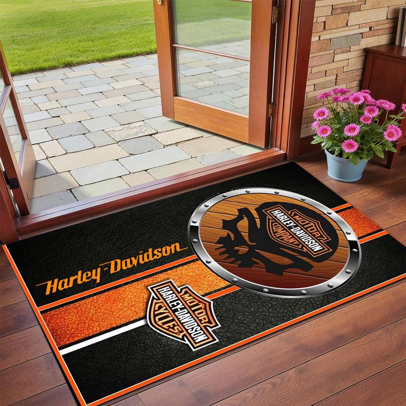 Harley-Davidson Print Crystal Velvet Plush Rug Anti?Slip Wear?Resistant Floor Carpet For Indoor Household Home Decoration