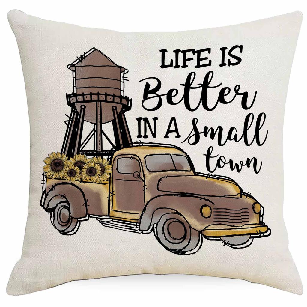 New Retro Summer Sunflower Pillowcase Home Sofa Cushion Pillowcase