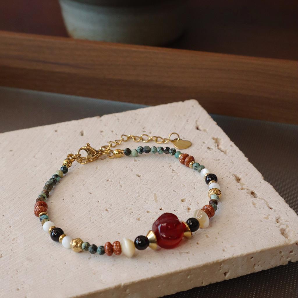 Natural Stone Bracelet Titanium Steel Does Not Fade Hand Jewelry Agate Fashion Women Daily Jewelry Lucky Gift