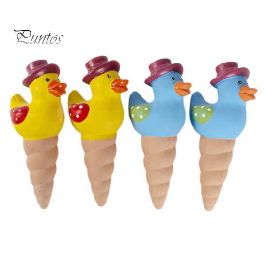 

4 шт. самополивающихся шипа в форме утки, керамический поливочный шар, автоматический проникающий поливщик для горшечных растений, садовых растений синий/жёлтый