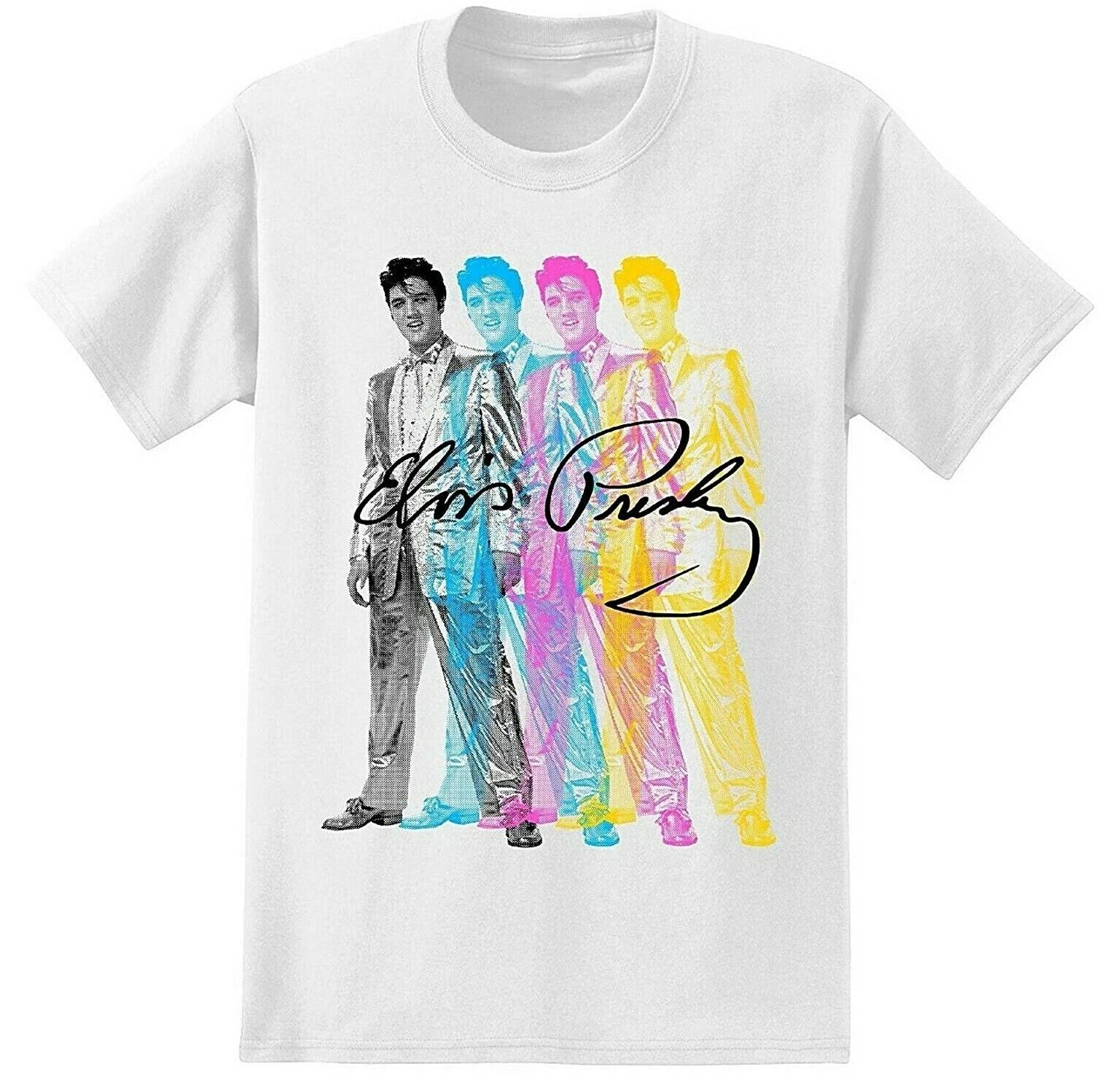 Elvis Presley King Of Rock And Roll Pop Art 100% Cotton T-shirt Mens Tees Top NWT  Official Elvis Product M