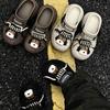 Summer Couple 3D Thick Soled Cave Shoes Outdoor Beach Slippers Wearing Earphones Dog Pattern Sandals