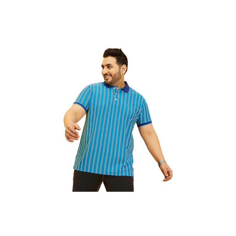 Bigbanana Plus Men' Regular Fit Striped Polo Tshirt (Satordi, , )