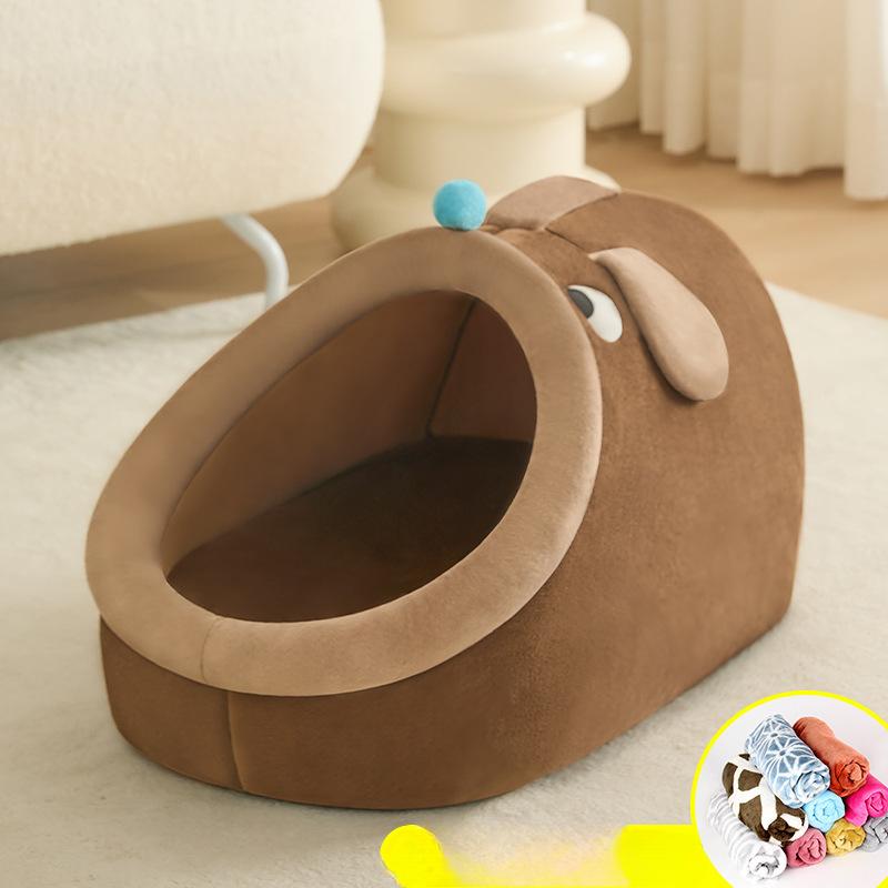 Doghouse Warm In Winter and Universal Detachable and Washable House Villa House Small Dog Teddy Closed Pet Cat