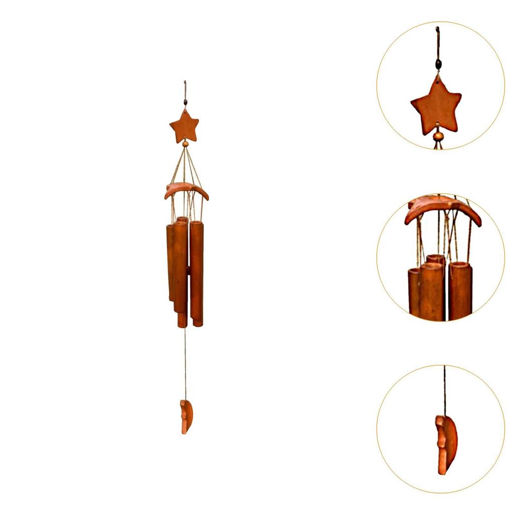Bamboo Wind Chimes Handcrafted Decorative Crafts Simple Bless Hanging Wind Bell for Indoor Home Decoration Patio Outside Balcony