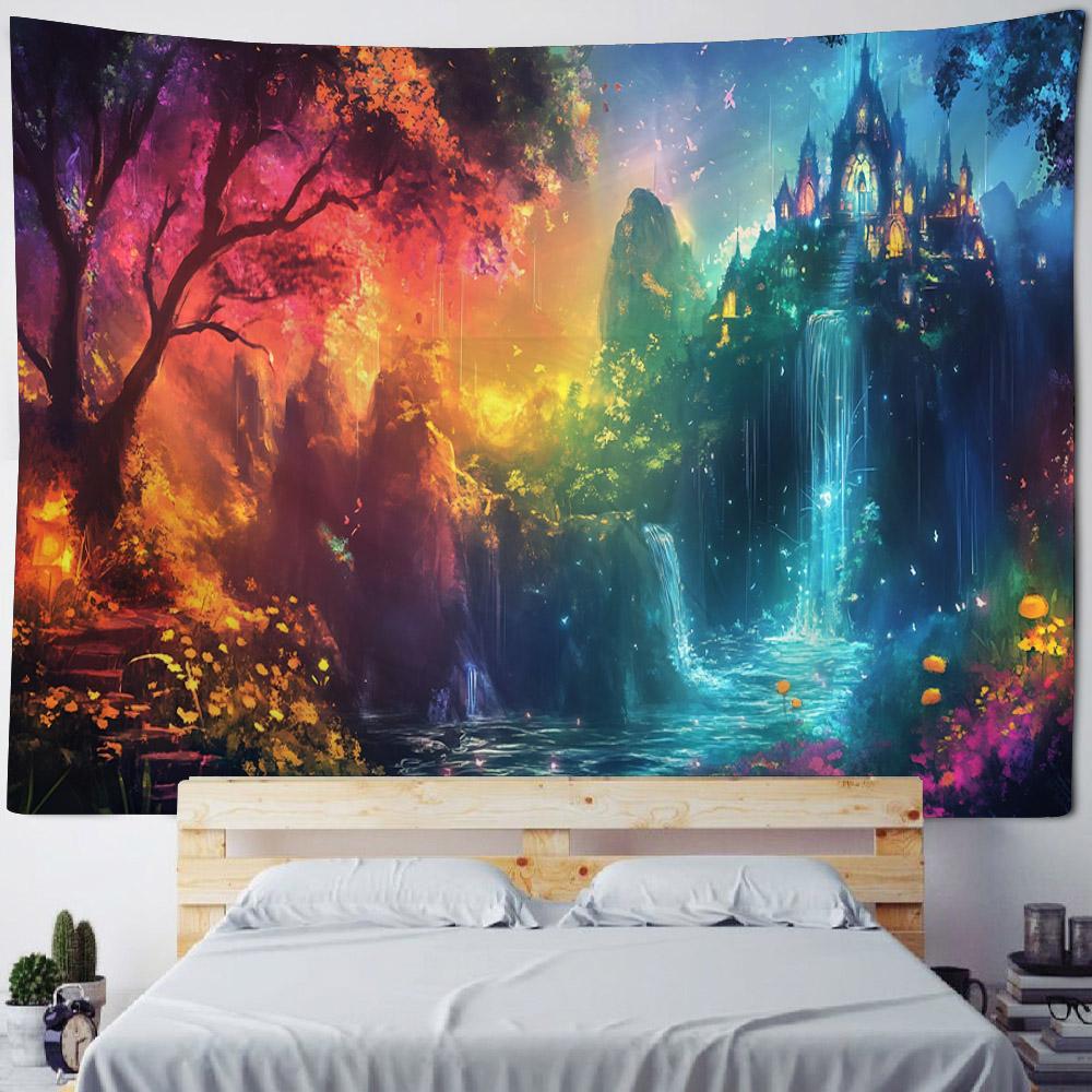 Гобелен «Сказочный Лес» Домашнее Настенное Украшение Каваи Хиппи Фэнтези Комната Арт-Украшение Фон Одеяло Простыня 90x75cm