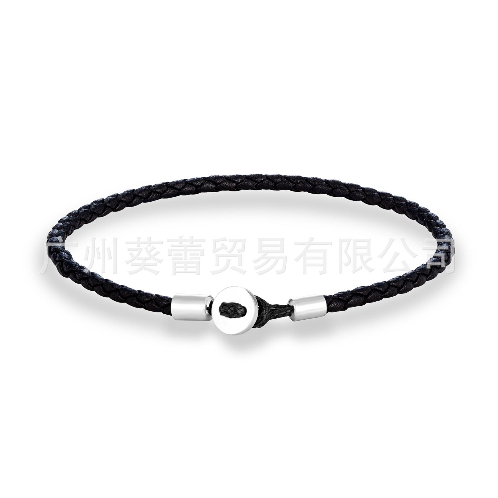 Best-selling Woven Leather Button Bracelet Literary Retro Style Personalized Simple Men s Bracelet Europe and America 19cm