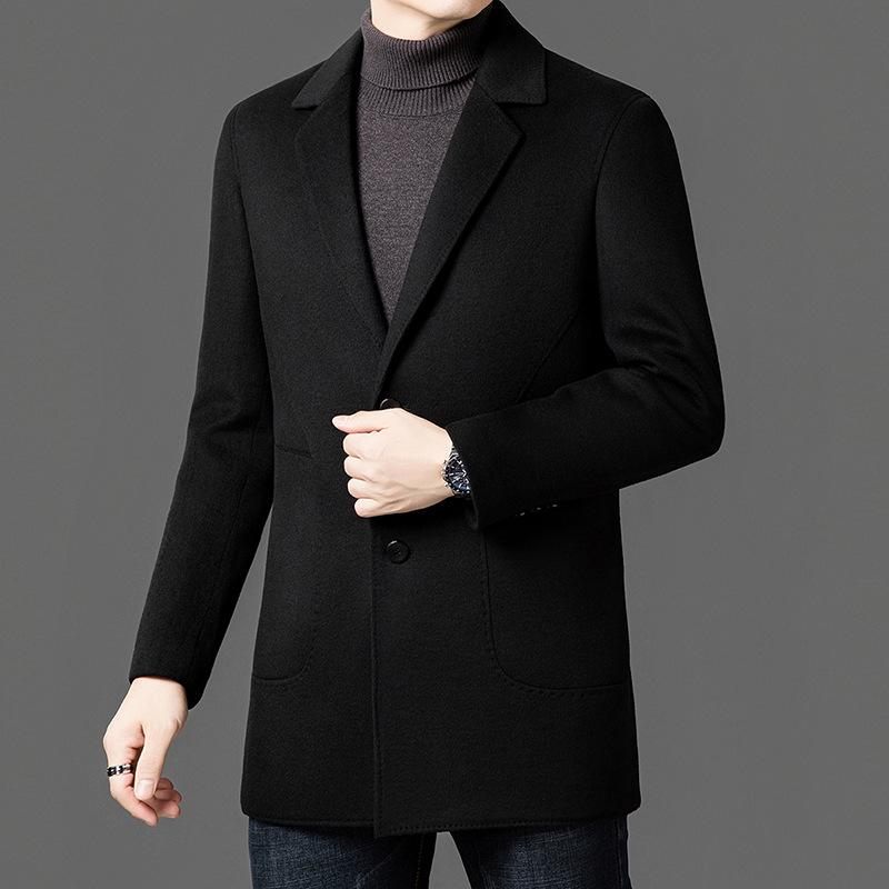 

Men s Double-Sided Goose Down Wool Coat, 2025 Autumn/Winter Fashion for Middle-Aged and Young Adults 3XL чорний