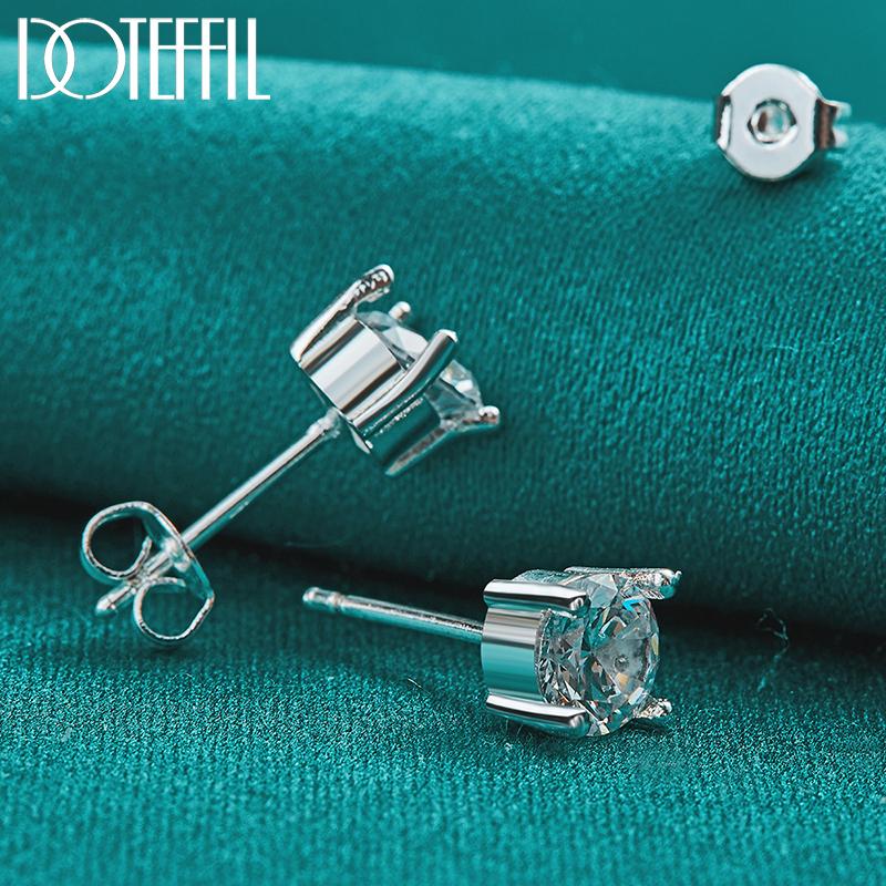 Pendientes redondos románticos de circonita AAA, regalo de plata, joyería de moda