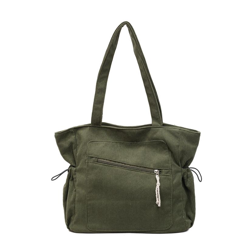 Corduroy Solid Color Zipper Casual Tote 2026 Autumn/winter New Versatile Bags Daily Leisure Commuting Simple Women's Handbags