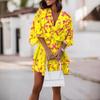 2025 Autumn V-Neck Loose Batwing Sleeve Printed Dress for Women