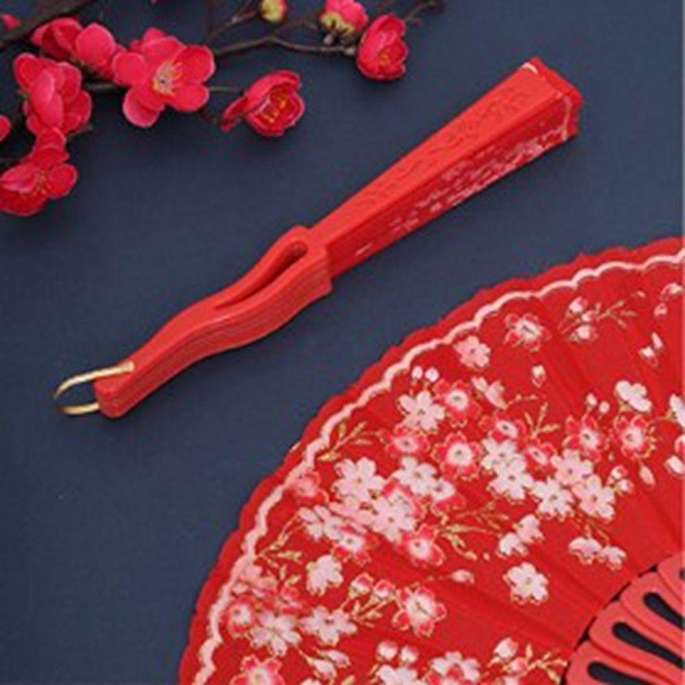 Elegent Chinese Style Plum Blossom Fan Plastic Dance Performance Props Antique Folding Fan Flower Pattern Cloth Dance Fan