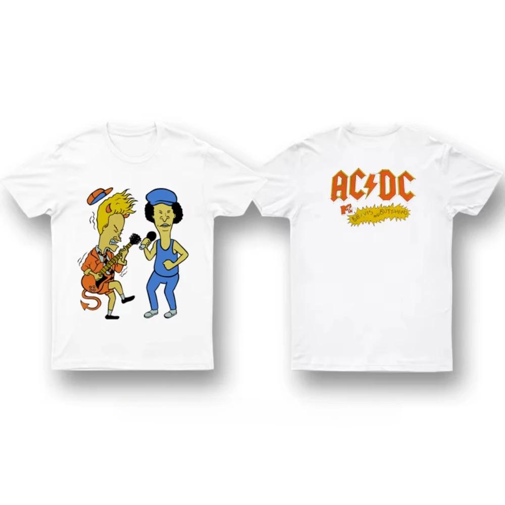 Bawełniana koszulka zespołu ACDC dla mężczyzn i kobiet, hiphopowa, raperska, modna, z krótkim rękawem, z nadrukiem, letnia, oversize'owa, streetwearowa