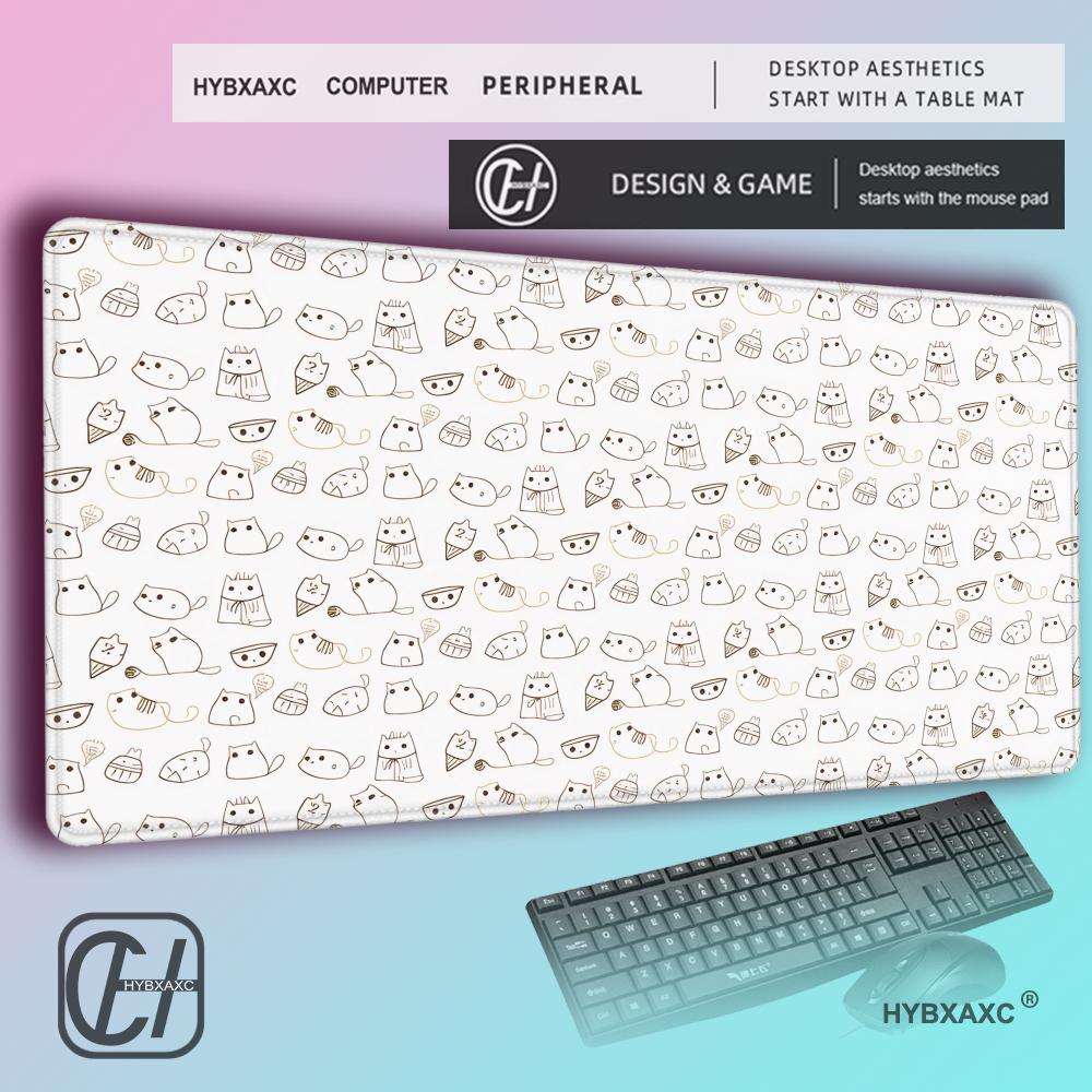 HYBXAXC Kitty MousePad Cute Cats Mouse Pad Large DeskMat Kawaii Gaming Accessories Carpet Rubber Keyboard Palymats