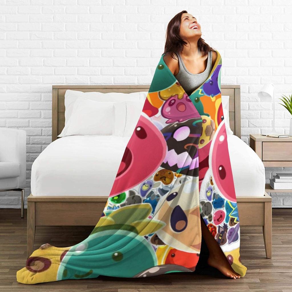 1Pc Slime Cartoon Rancher Game Blankets Anime Cute Plush Novelty Soft Throw Blanket For Bedding Lounge Decoration Office60x80