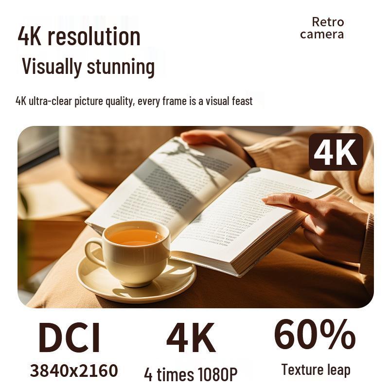 Retro 4K HD Digital Camera for Kids - Entry-Level with Telephoto Lens