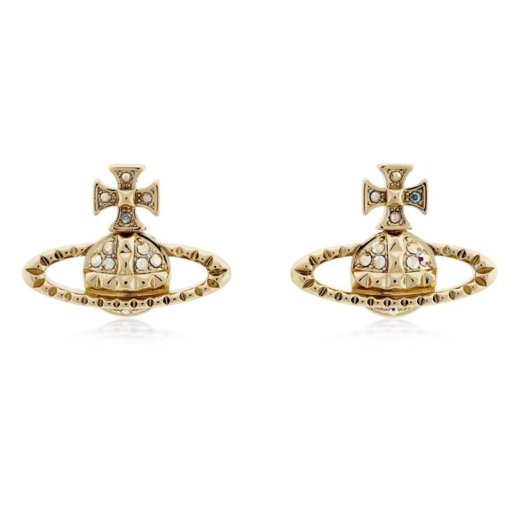 Vivienne Westwood Personality Design Crystal Earrings Women earrings Gold 6201035E02R115 Basic Packaging-Dust Bag+Box