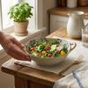 Japanese Irregular Ceramic Bowl with Double Handles, Soup Noodle Salad Fruit Serving Bowl for Home Tableware