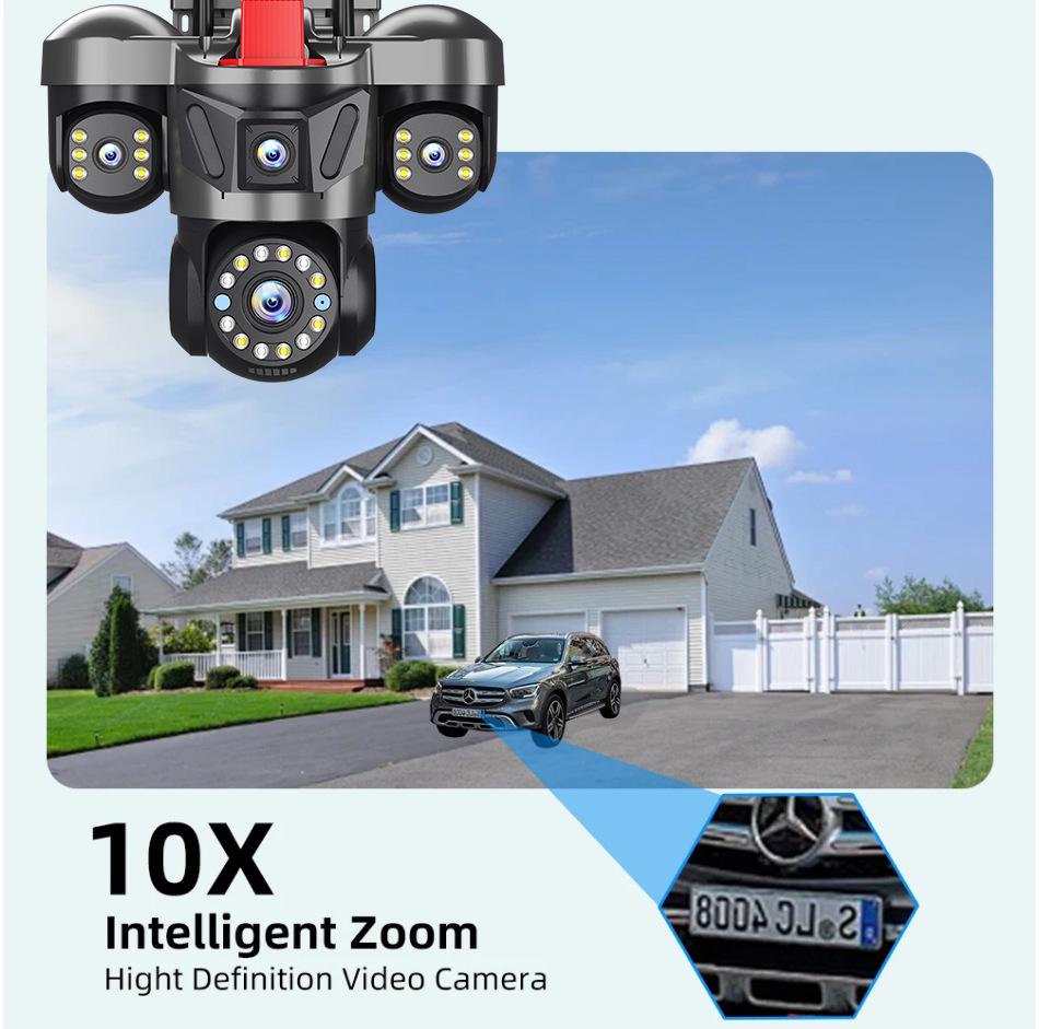 Triple-Lens 6MP Outdoor WiFi Surveillance Camera with Remote HD View