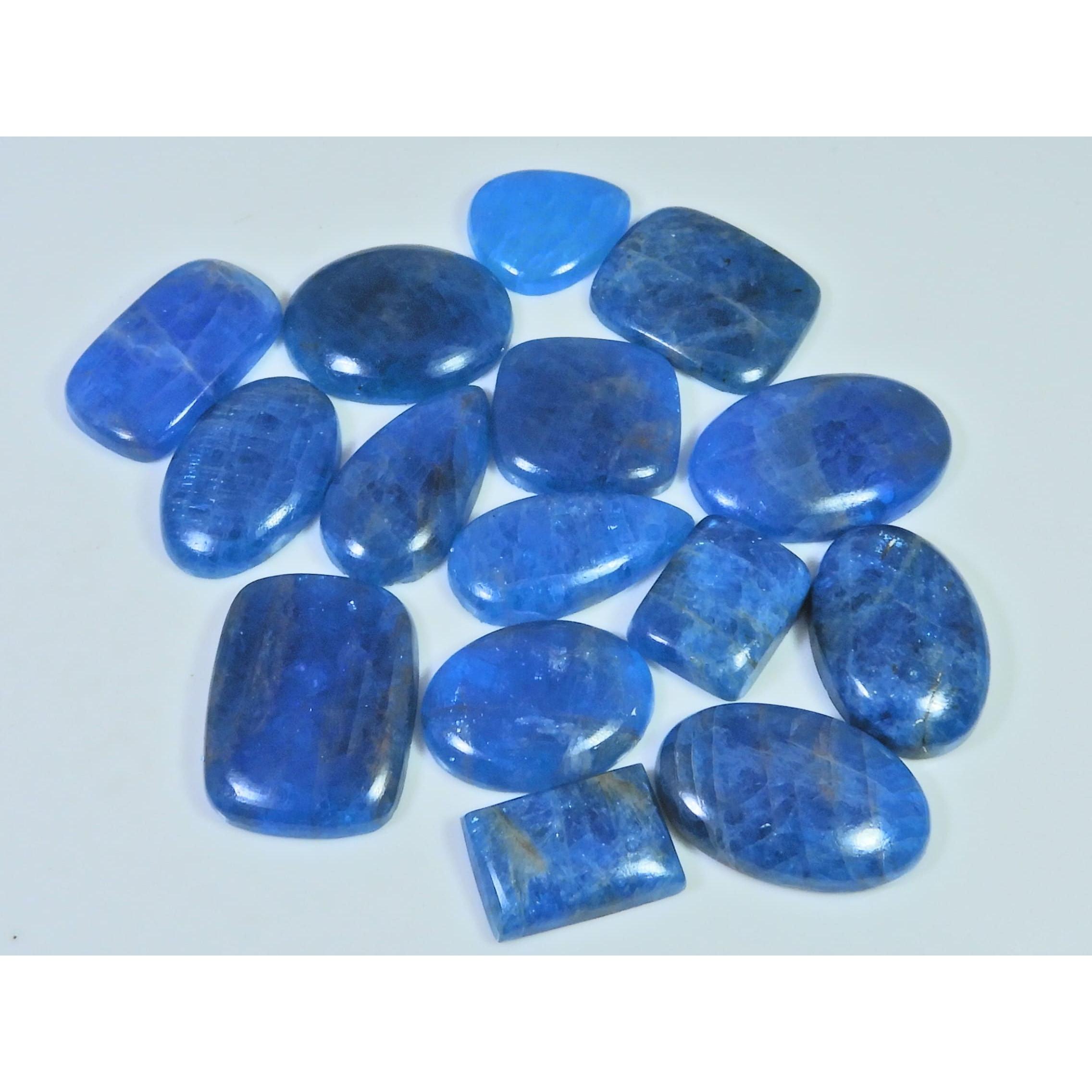 15Pcs Natural Blue Apatite Mix Shape Cabochon Loose Gemstone 310Cts. Lot C-2426