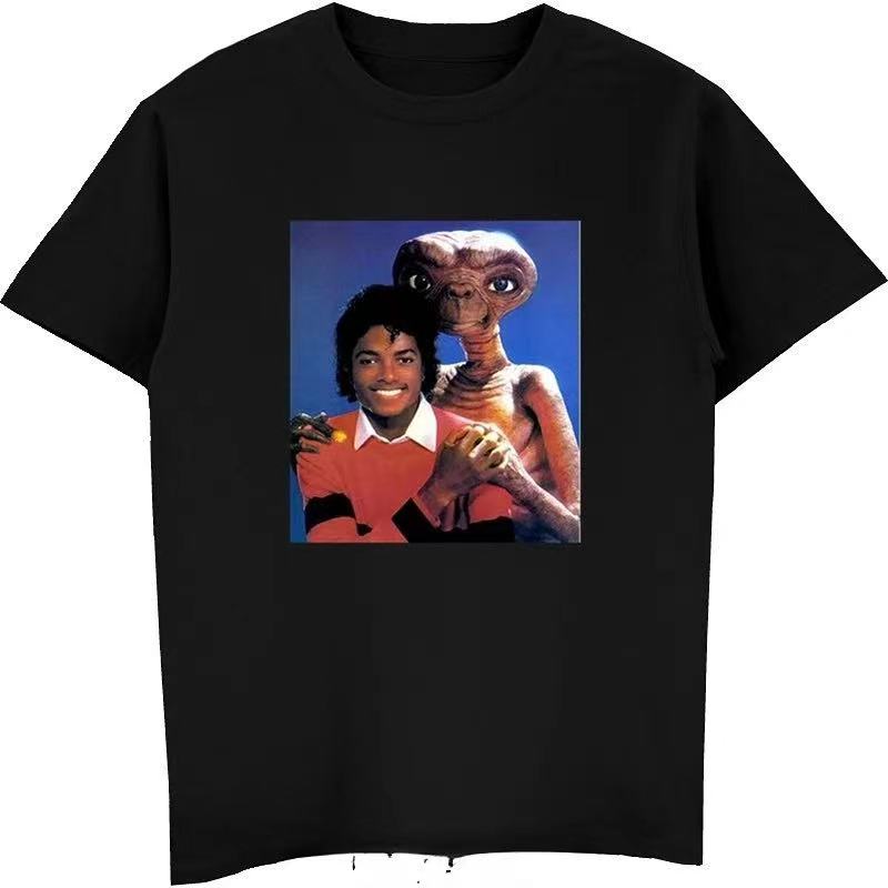 

Michael Jackson and E.T T Shirt Women Men Shirts Funny Retro Graphic Tshirts Summer Fashion Streetwear Men Clothing 80118 - M... 5XL різнокольоровий