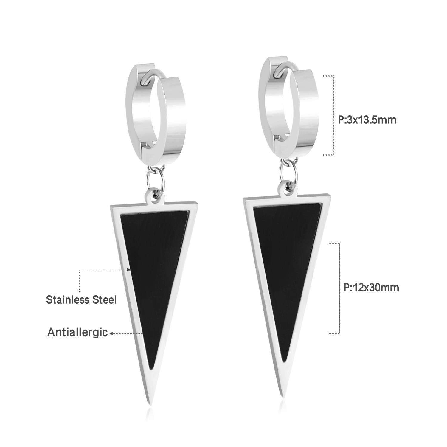 Punk Style Geometric Triangle Black Oil Drop Earrings Women s Men s Stainless Steel Drop Earrings Fashionable Design