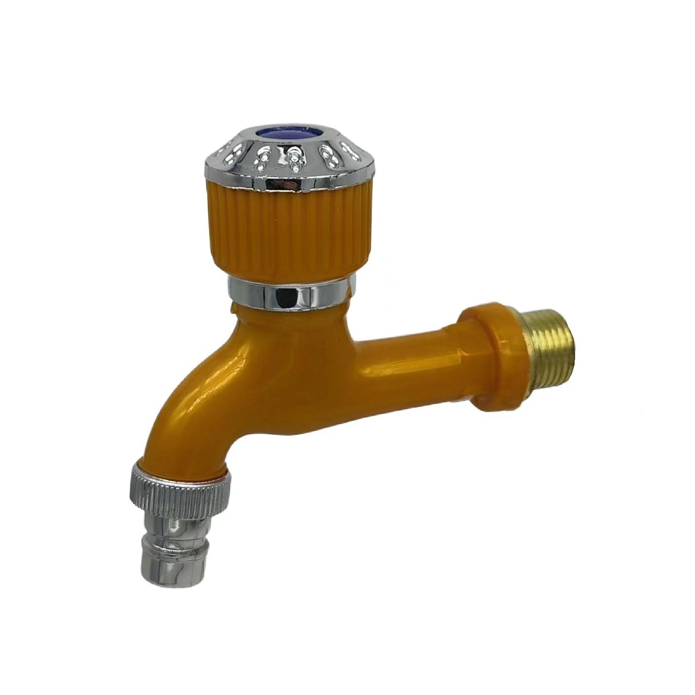 

Washing Machine Faucet 4-point Household Pool Hot and Cold Water Spout Construction Site All Plastic Mop Pools Sink Garden жовтий