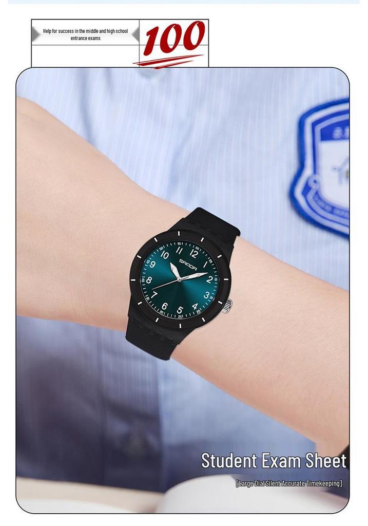 Sanda Wasserdichte Leuchtende Quarz-Armbanduhr - Einfaches Zeigerdesign für Schüler
