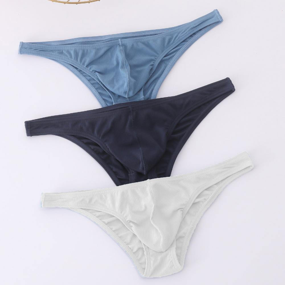 Men Sexy Thong Sexy Low Waist Briefs with U-Shaped Pouch One Tone Stretchy Underwear Breathable Panties Daily Wear