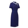 Toluoman Damen Marineblaues Professionelles Bleistiftkleid