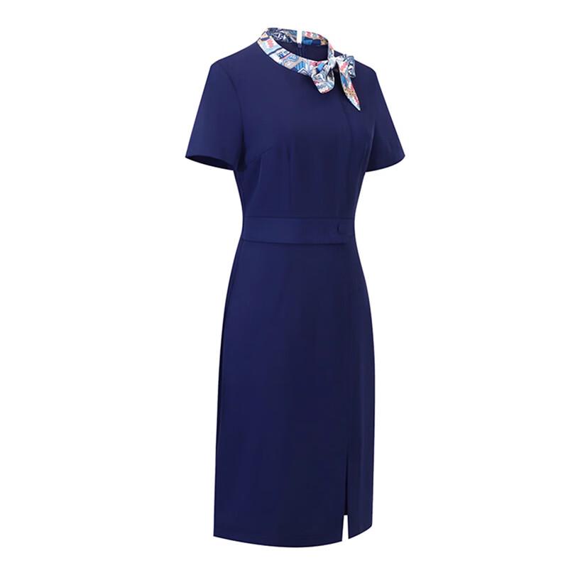 Toluoman Damen Marineblaues Professionelles Bleistiftkleid