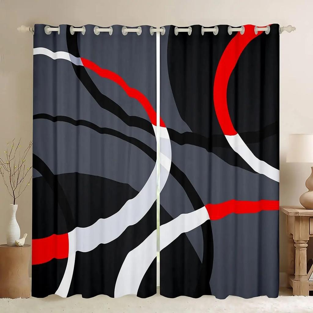 Gelb Grau Schwarz Geometrie Dicke Verdunkelungsvorhänge für Wohnzimmer Schlafzimmer Geometrische Kreisgardine für Schlafzimmer Vorhang nach Maß
