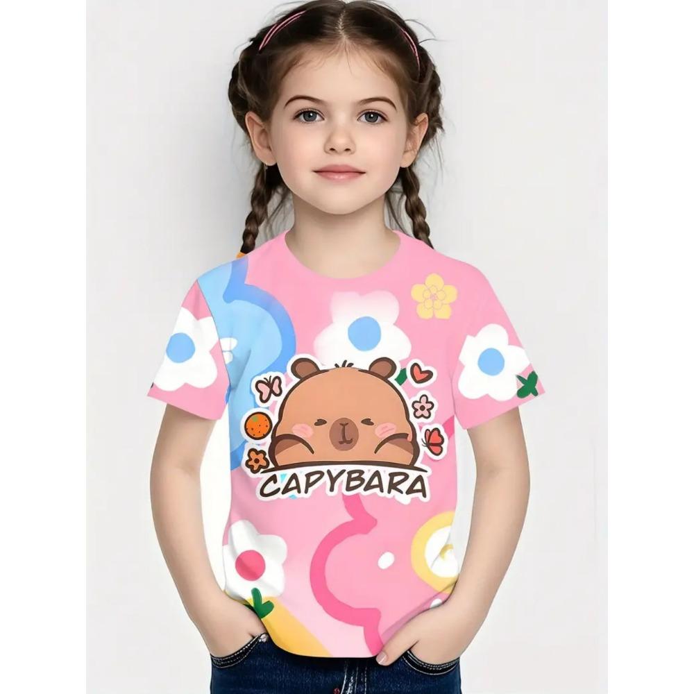 Kids' T-Shirt Animals Boys and Girls Capybara Children's T-Shirt 3D Print Top Loose and Comfortable Gradient Children