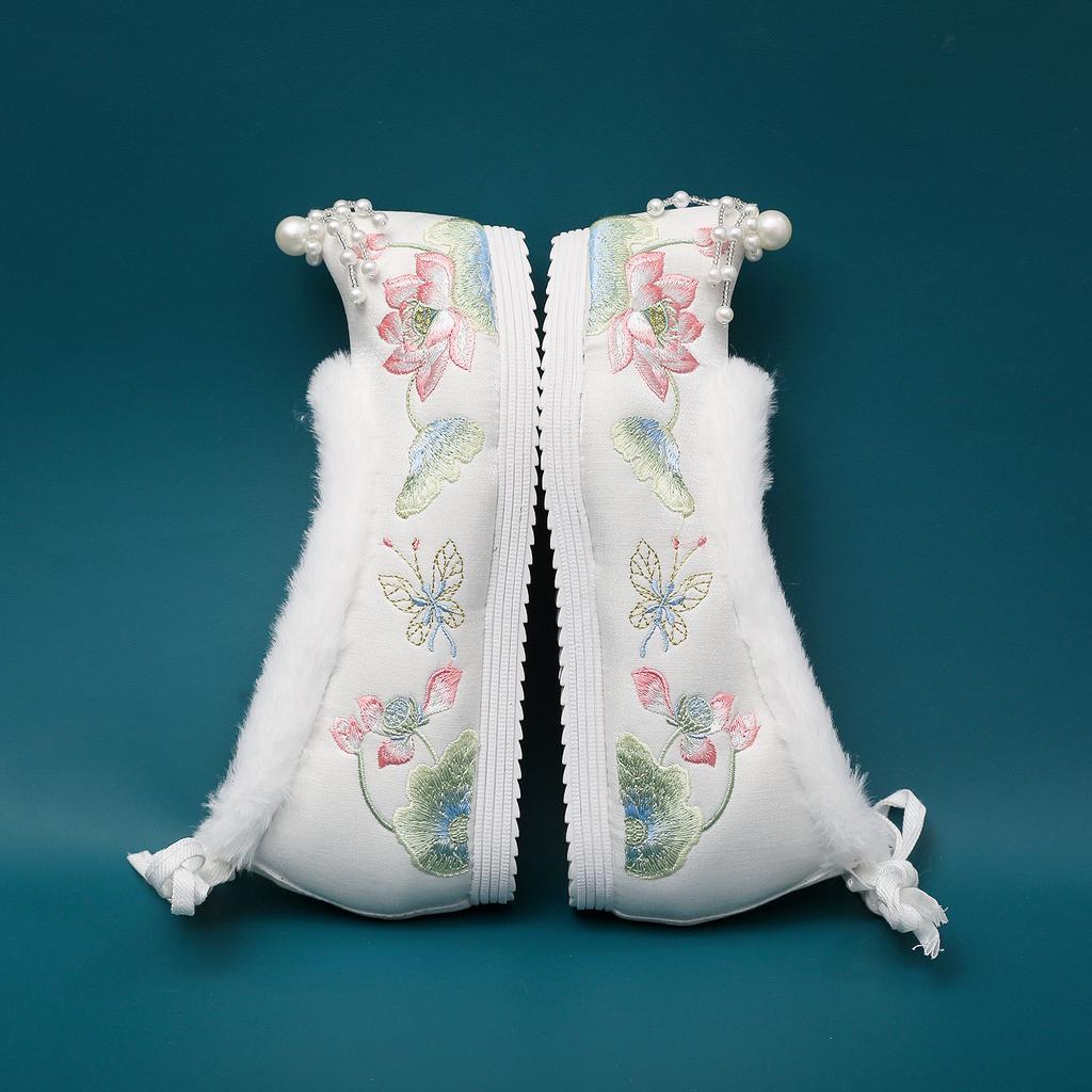 Embroidered Shoes Ancient Style with Hanfu Ancient Style Shoes Han Element Inner Height Increase 3.5cm