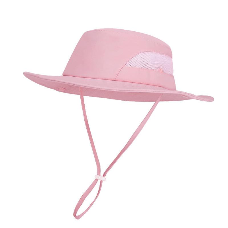 Sunscreen Breathable Summer Hat Withsolid Color Drawstring Design Daily For