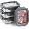 4PCS Stainless Steel Food Storage Container with Lids Leak Proof & Airtight for Kitchen Meal Prep Freezer Rectangular,Reusable & Stackable Freezer