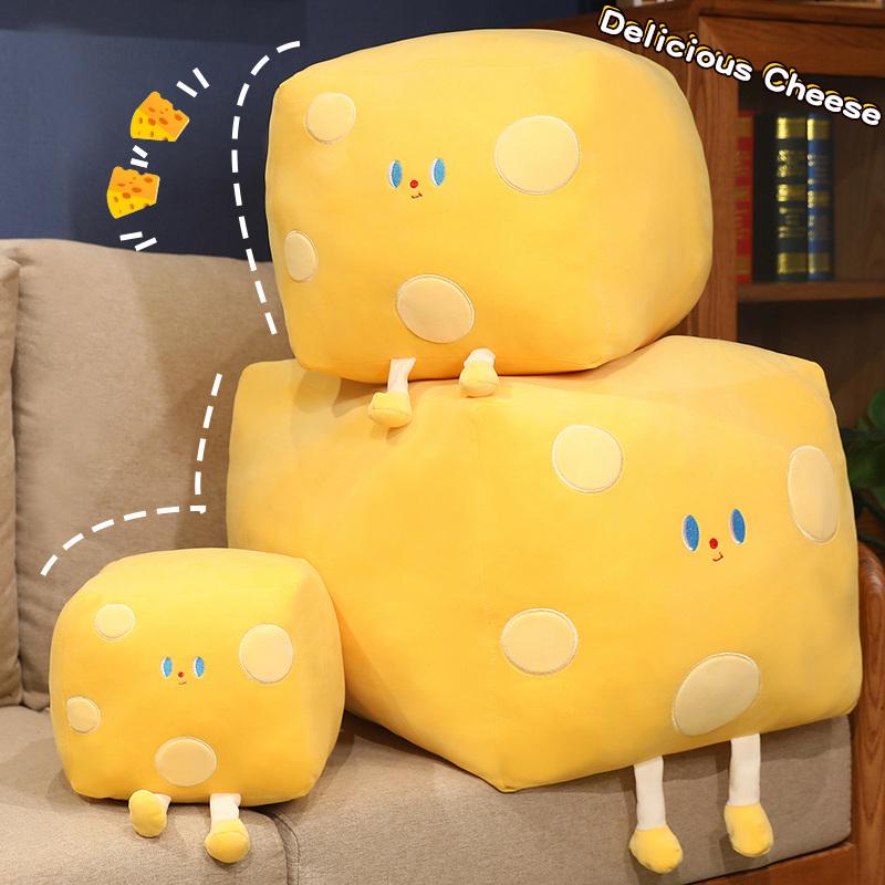 Funny Cheese Plushie Toys Simulation Pillow Stuffed Soft Creative Animal Butter Cushion Birthday Gifts