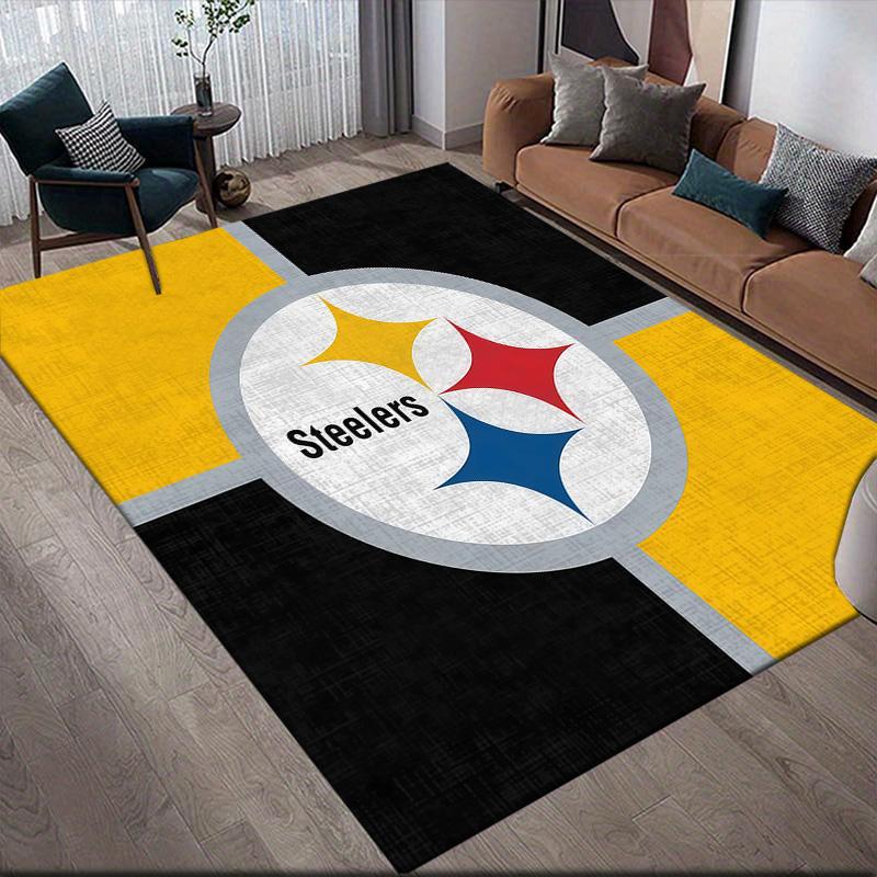 Pittsburgh Steelers3 Flannel Pattern Square Carpet,Area Rug,Carpet Rug for Living Room Bedroom Sofa Playroom Decor,Non-slip Floor Mat