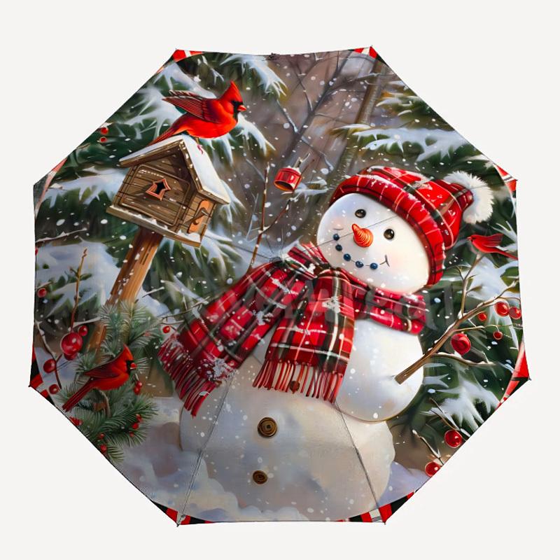 

1PC Snowman Decorations Automatic Open/close Umbrella with 8-Rib Structure for Women/Men, All-Season Use - Travel Essential, Stylish Accessory, Highqu