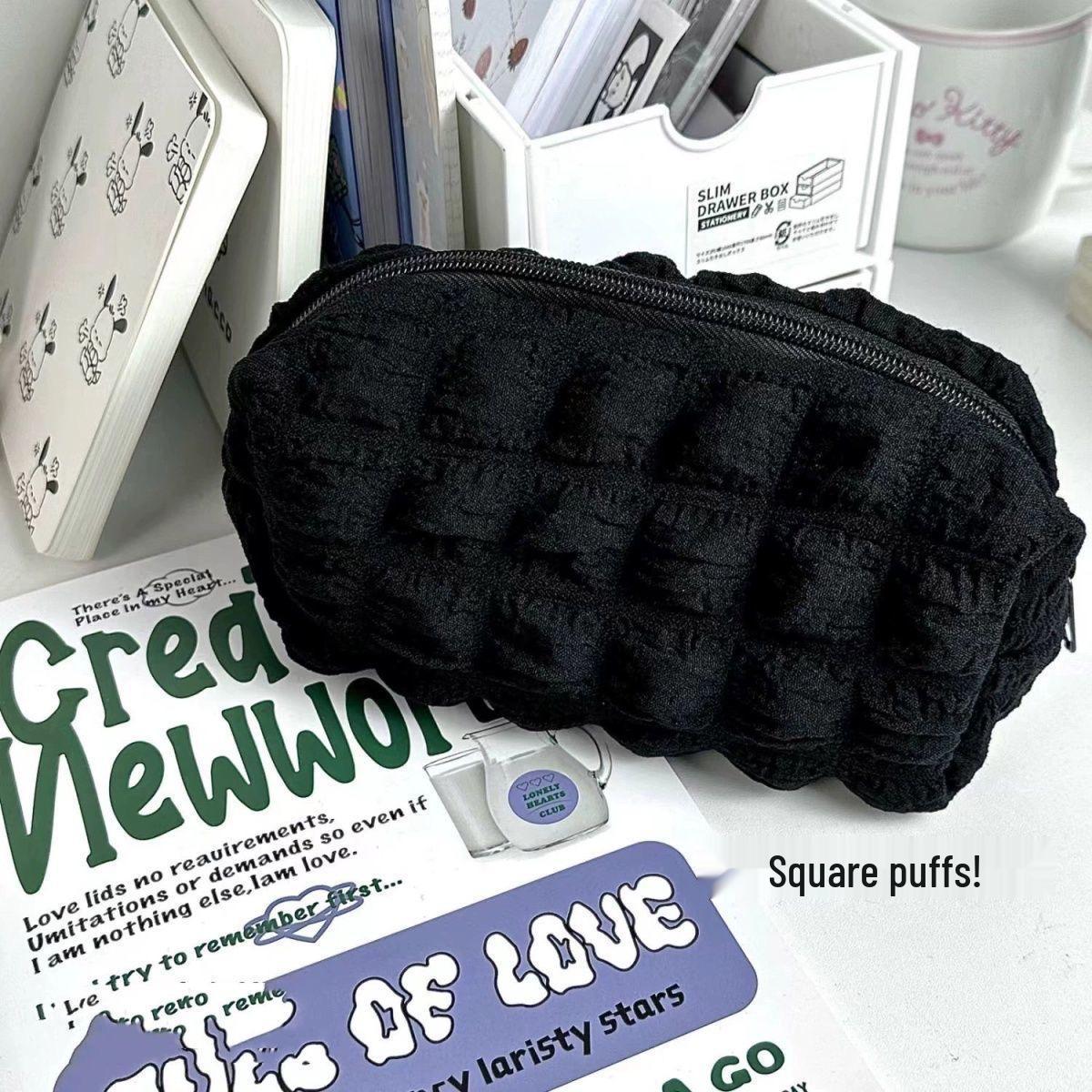 Cute Cream Puff Pencil Case - Large Capacity, Unique Design.